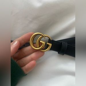 AUTHENTIC Gucci Leather Belt with Double G Buckle